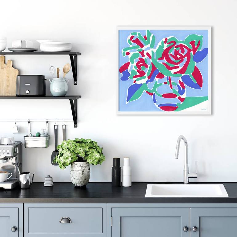 Original Pop Art Floral Painting by Vitali Komarov