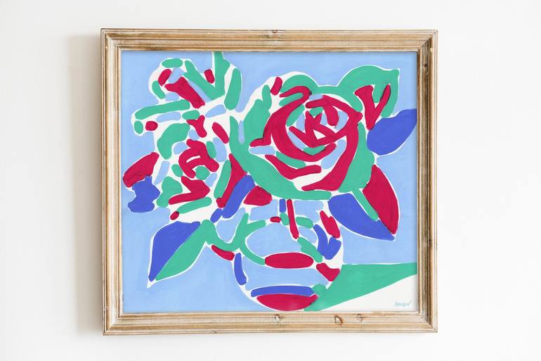 Original Pop Art Floral Painting by Vitali Komarov