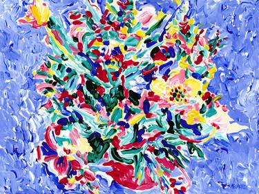 Wildflower bouquet painting Colorful abstract original art Floral thumb