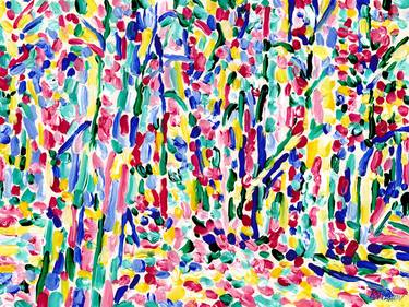 Spring forest painting Abstract tree landscsape original pop art thumb