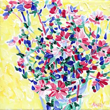 Wildflower bouquet oil painting colorful impressionism floral thumb