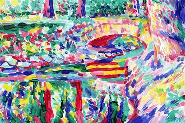 River bridge painting Lanscape original art impressionism artwork thumb