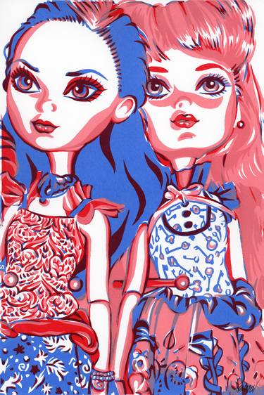 Monster High dolls painting Girls original pop art colorful thumb