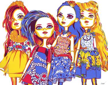 Monster High dolls painting Girls original pop art colorful thumb