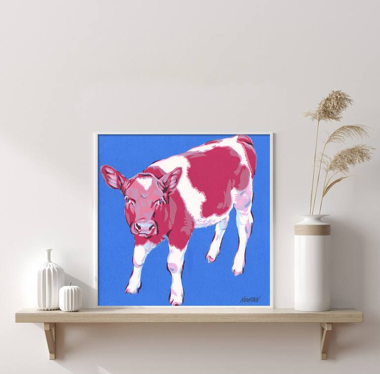 Original Realism Cows Painting by Vitali Komarov