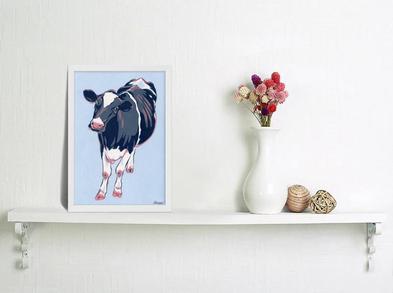 Original Expressionism Cows Painting by Vitali Komarov