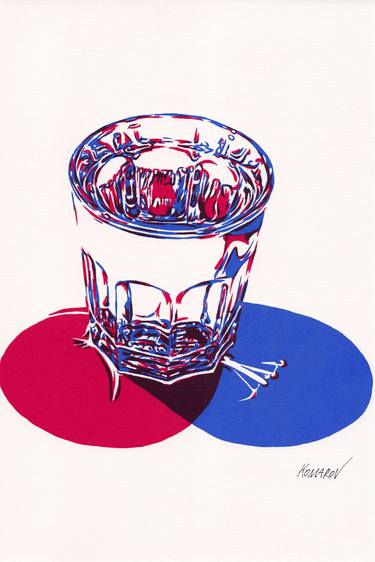 Glass of water & shadows painting colorful kitchen drink pop art thumb