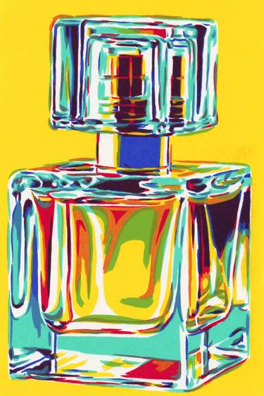 Perfume bottle painting, fashion painting, colorful pop art, original handmade serigraph, perfume art, fashion artwork, pop fashion pop art thumb