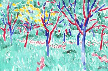 Tree painting Landscape orignal art colorful impressionism thumb