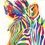 Colorful zebra oil painting African wild animal original pop art