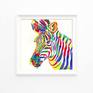 Colorful zebra oil painting African wild animal original pop art