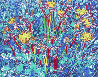 Dandelion painting impressionistic floral original art botanical thumb