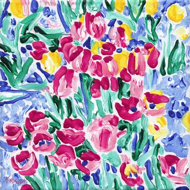 Tulip painting Floral original art Abstract colorful small thumb