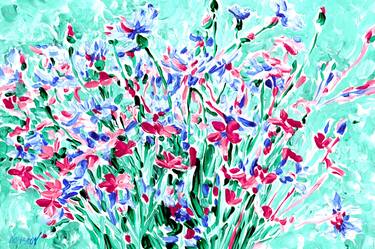 Wildflower painting floral meadow flower red expressionism thumb