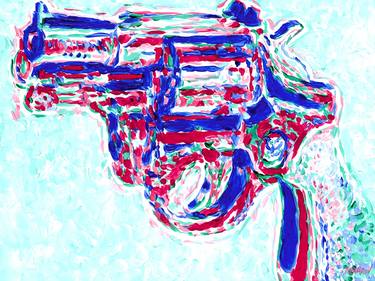 Gun painting Revolver original art after Andy Warhol 12 by 16 pop art thumb