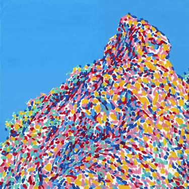 Saatchi Art Artist Vitali Komarov; Painting, “Mountain painting Landscape original art Blue sky White rock artwork colorful pop art” #art