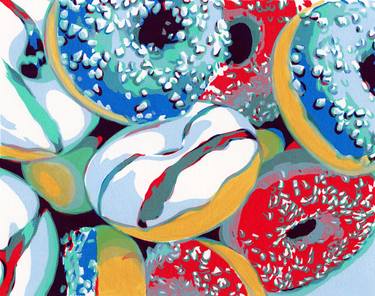 Donuts painting dessert original art Cake food kitchen pop art thumb