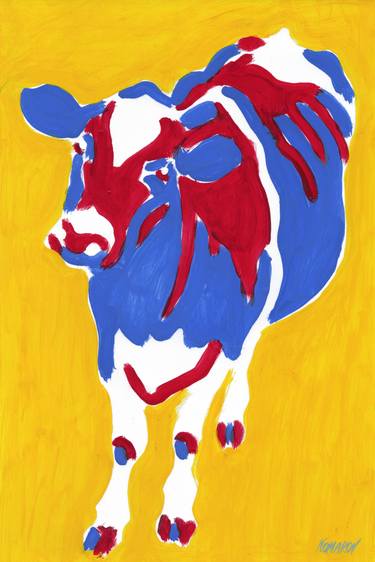 Cow painting Farm animal original pop art Farmhouse colorful thumb