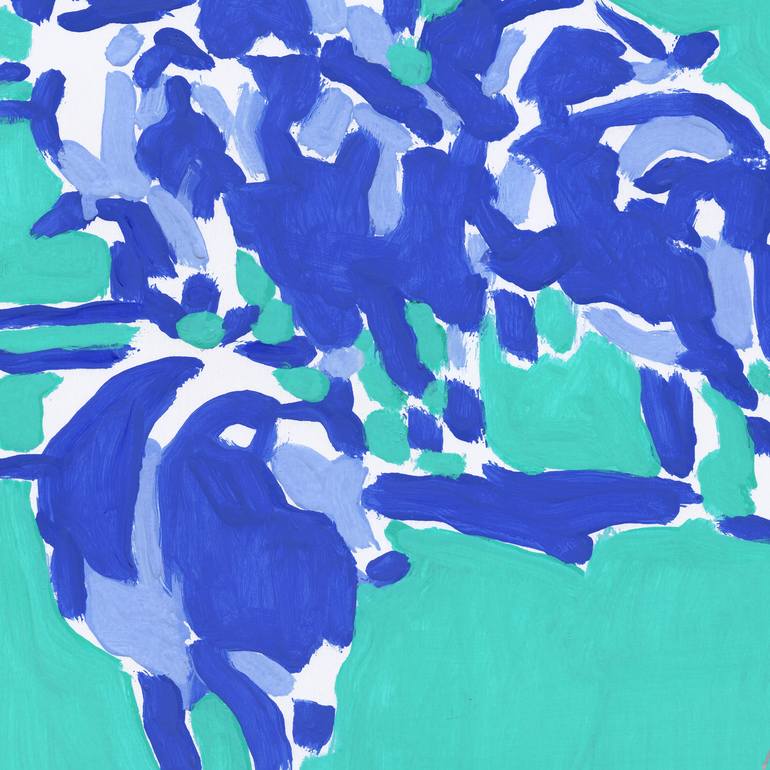 Original Expressionism Cows Painting by Vitali Komarov