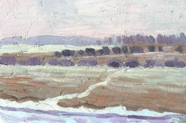 Winter painting Landscape original art Snow nature impressionism thumb