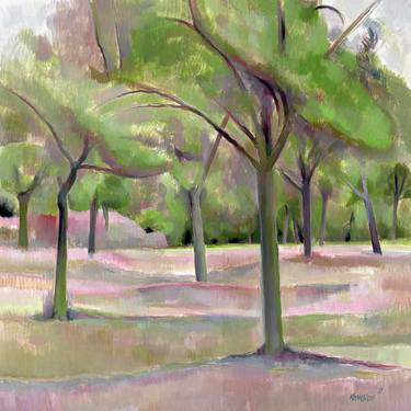 Tuscany orchard painting Tree landscape original art on canvas thumb