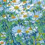 Daisy painting Flower original art Wildflower impressionism