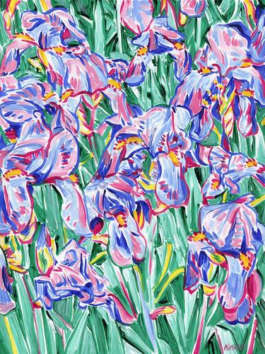 Blue iris flower painting floral botanical colorful wildflower thumb