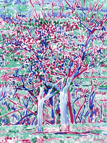 Tuscany painting Landscape original art Tree orchard thumb
