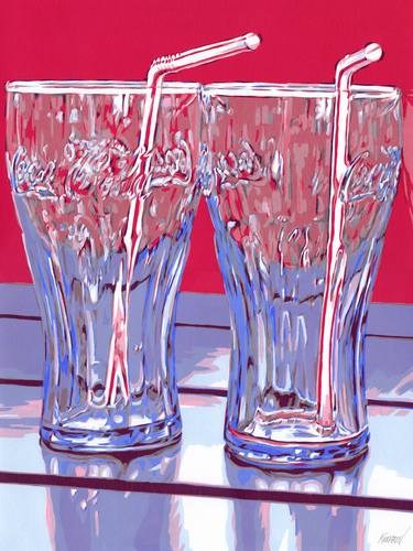 Cola painting Drink original art Kitchen pop art Bar cart glasses thumb