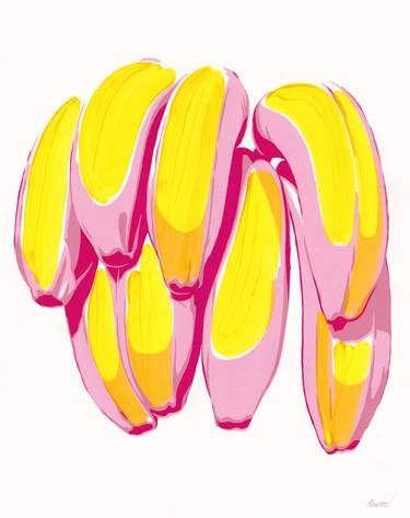 Banana painting food kitchen artwork exotic fruit pop art thumb