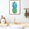 Pineapple painting Tropical fruit wall art Kichen food pop art