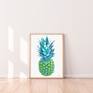 Pineapple painting Tropical fruit wall art Kichen food pop art
