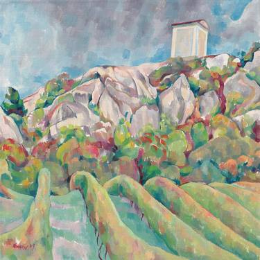 Vineyard painting Holy hill landscape impressionism original art thumb