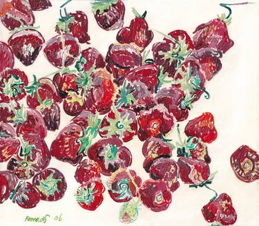 Strawberry painting kitchen original art food impressionism thumb