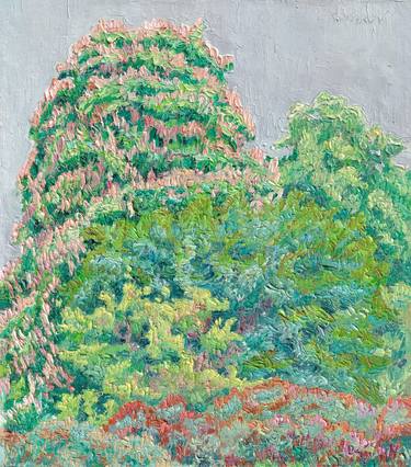 Blossoming chestnut tree painting landscape original art thumb