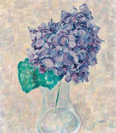 Hydrangea painting blue floral original art impressionism thumb