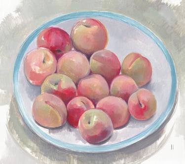 Peaches painting kitchen original art food impressionism fruit thumb