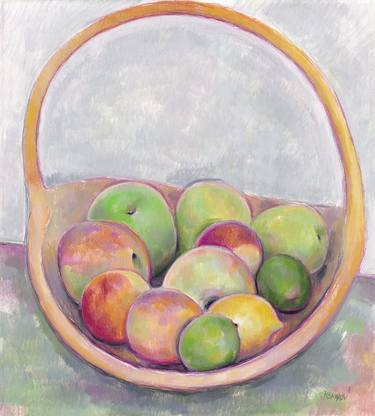Fruit basket painting kitchen original art impressionism thumb