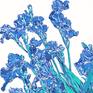 Blue iris painting Floral original art Flower impressionism