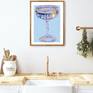 Champagne painting Kitchen drink bar cart blue