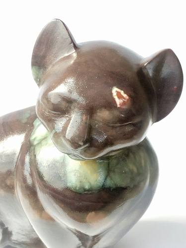 Original Fine Art Cats Sculpture by Sylviane Selma