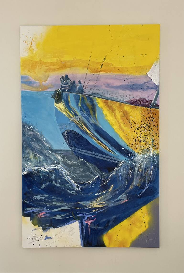 Original Abstract Expressionism Yacht Painting by Lana Ritter