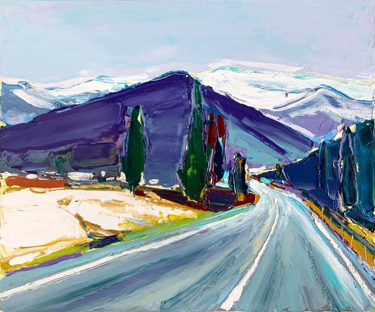 Original Landscape Painting by Irena Depko | Expressionism Art on Canvas | On the way to the mountains. 2021