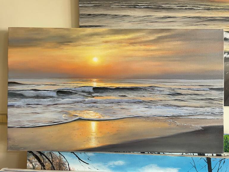 Original Photorealism Seascape Painting by Aflatun Israilov