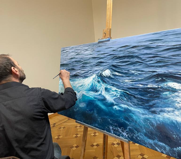 Original Expressionism Seascape Painting by Aflatun Israilov