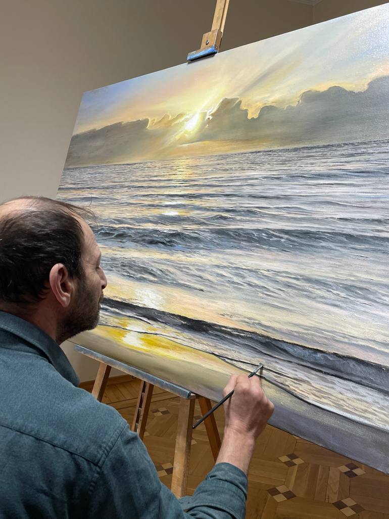 Original Photorealism Seascape Painting by Aflatun Israilov