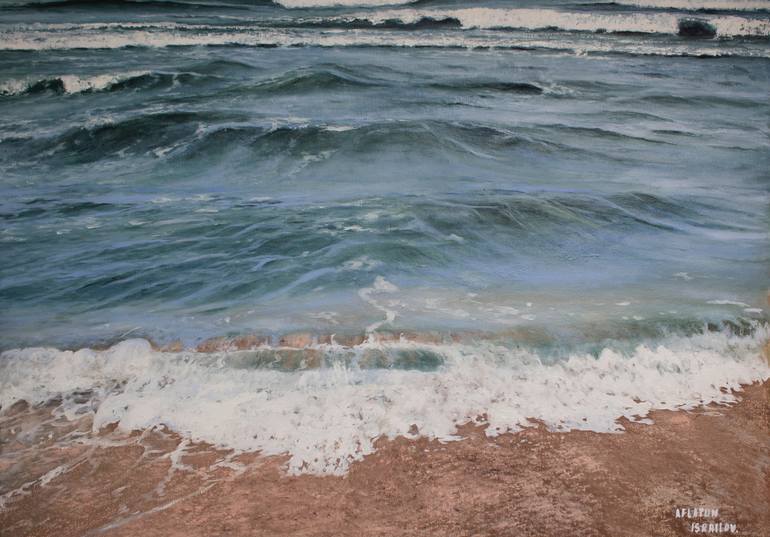 WAVE CRASH - realistic moody ocean oil painting - Print