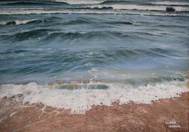 WAVE CRASH - realistic moody ocean oil painting thumb