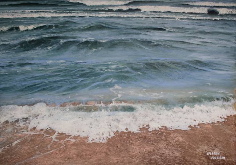 WAVE CRASH - realistic moody ocean oil painting