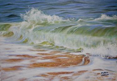 EVENING TIDE - realistic uplifting seascape oil painting thumb
